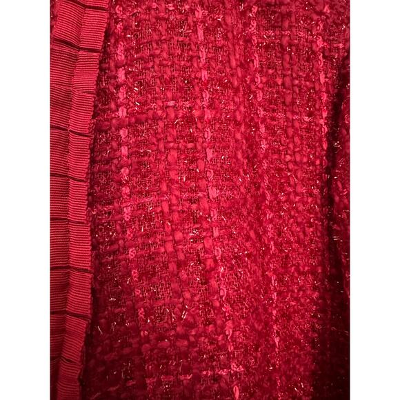NWT WinterSilks red silk Multi Woven tweed collarless blazer coat size XL - Picture 11 of 16
